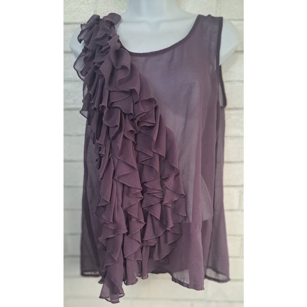 Rue 21 Blouse Women's Size Medium Purple Sheer Sleeveless Round Neck Cocktail - Picture 1 of 4